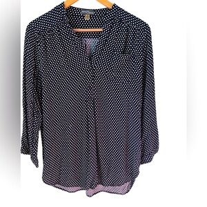 Bluish black and White Polka Dot Women's Top